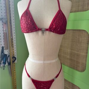 Red Sequin Bikini Set